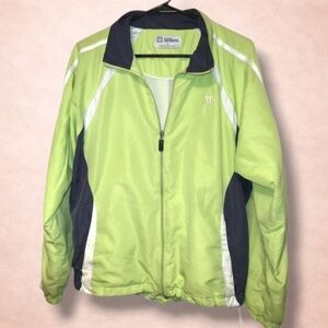 Wilson Womens Medium Green Track Jacket Zip Athletic Tennis Windbreaker